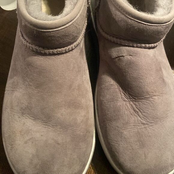 UGG CLASSIC ULTRA MINI SHINE Gray & silver boots size 9 - Picture 6 of 9